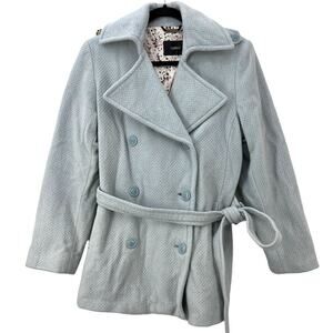 Sanyo Light Blue Double Breasted Wool and Cashmere Blend Pea Coat Women's Size 4